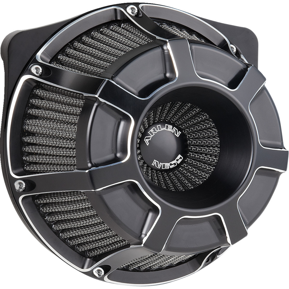 Arlen Ness #600-225 - Inverted Series Air Cleaner Kit - Beveled - Black
