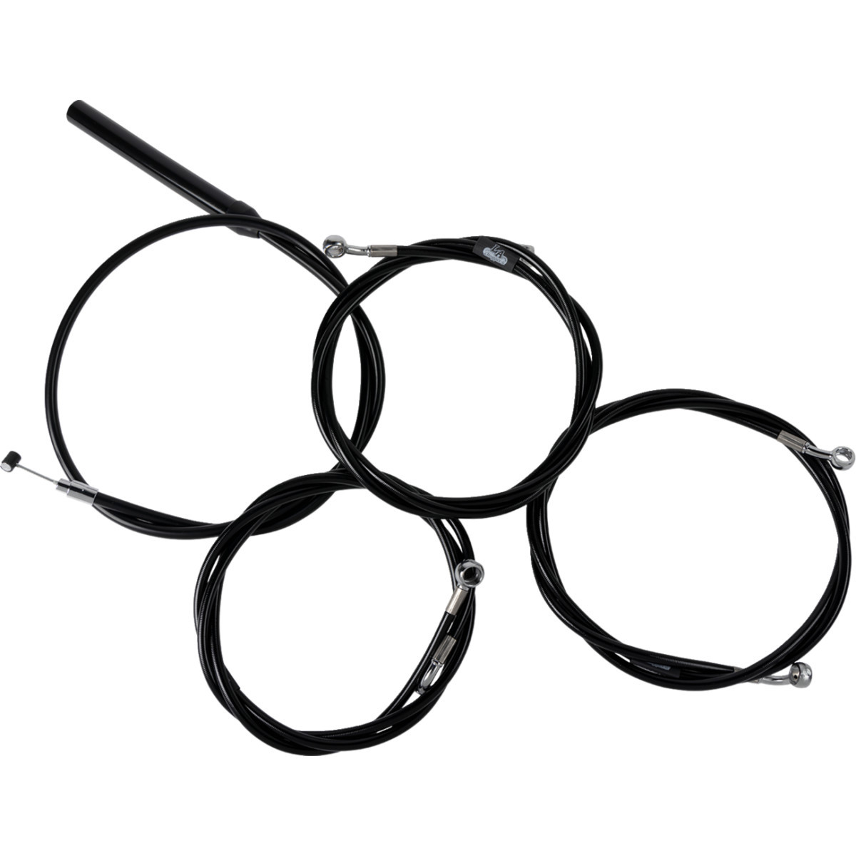 LA Choppers #LA-8059KT2-08B - Complete Black Vinyl Braided Handlebar Cable/Brake Line Kit - Stock Handlebars - '23-'25 Touring