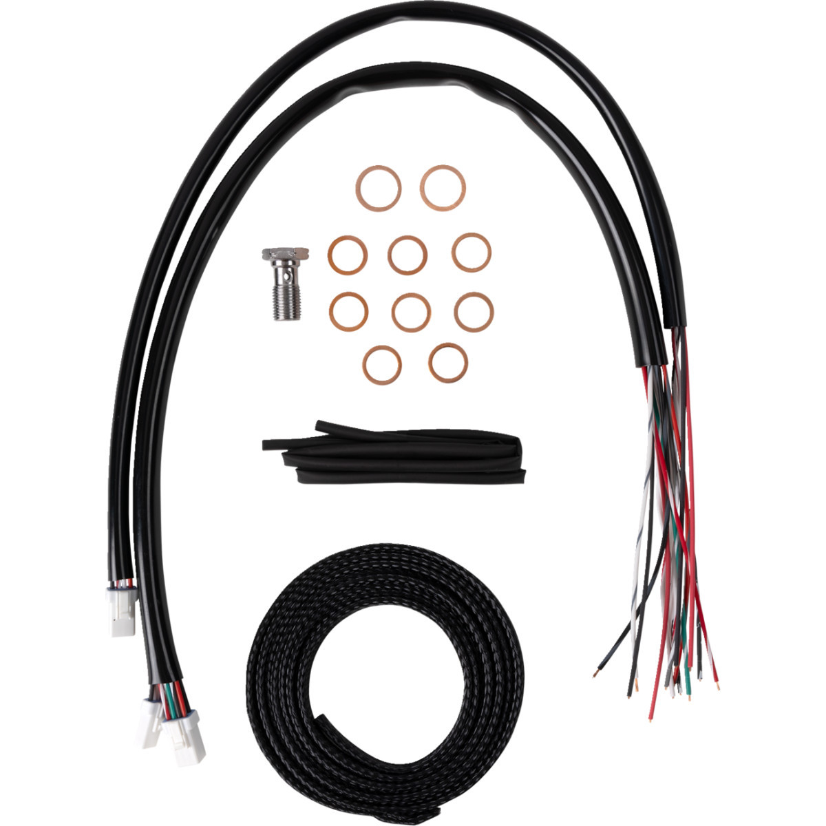 LA Choppers #LA-8059KT2-16 - Complete Stainless Braided Handlebar Cable/Brake Line Kit - 15"-17" Handlebars - '23-'25 Touring
