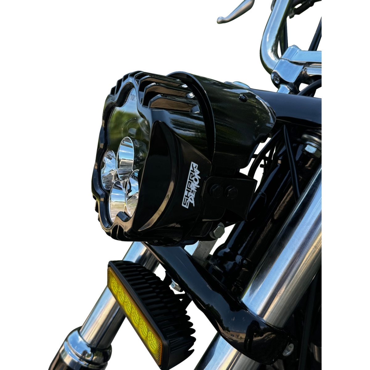 Custom Dynamics #SD2-PM-W - LED Headlight - Shark Demon® - Pedestal Mount