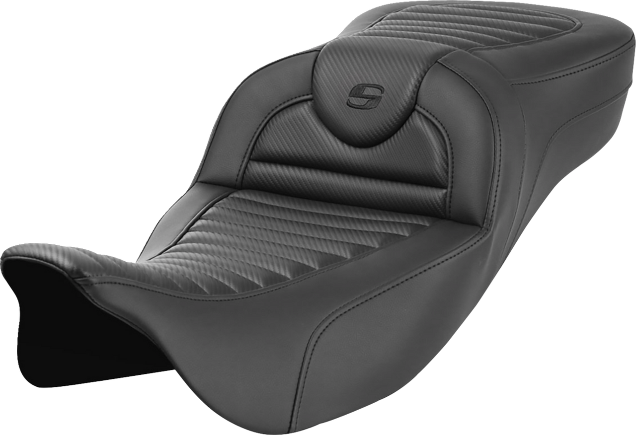 Saddlemen Roadsofa Extended Reach Seat - without Backrest - Tuck-n-Roll - Carbon Fiber - FL '08-'24