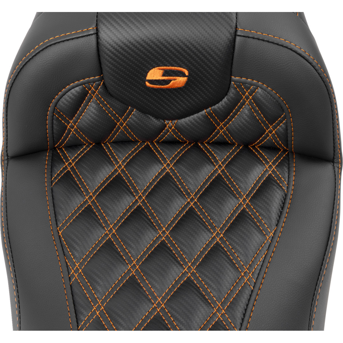 Saddlemen #823-07-20603 - RoadSofa™ Seat - without Backrest - Carbon Fiber - Orange Stitch - FL/FX '23-'24
