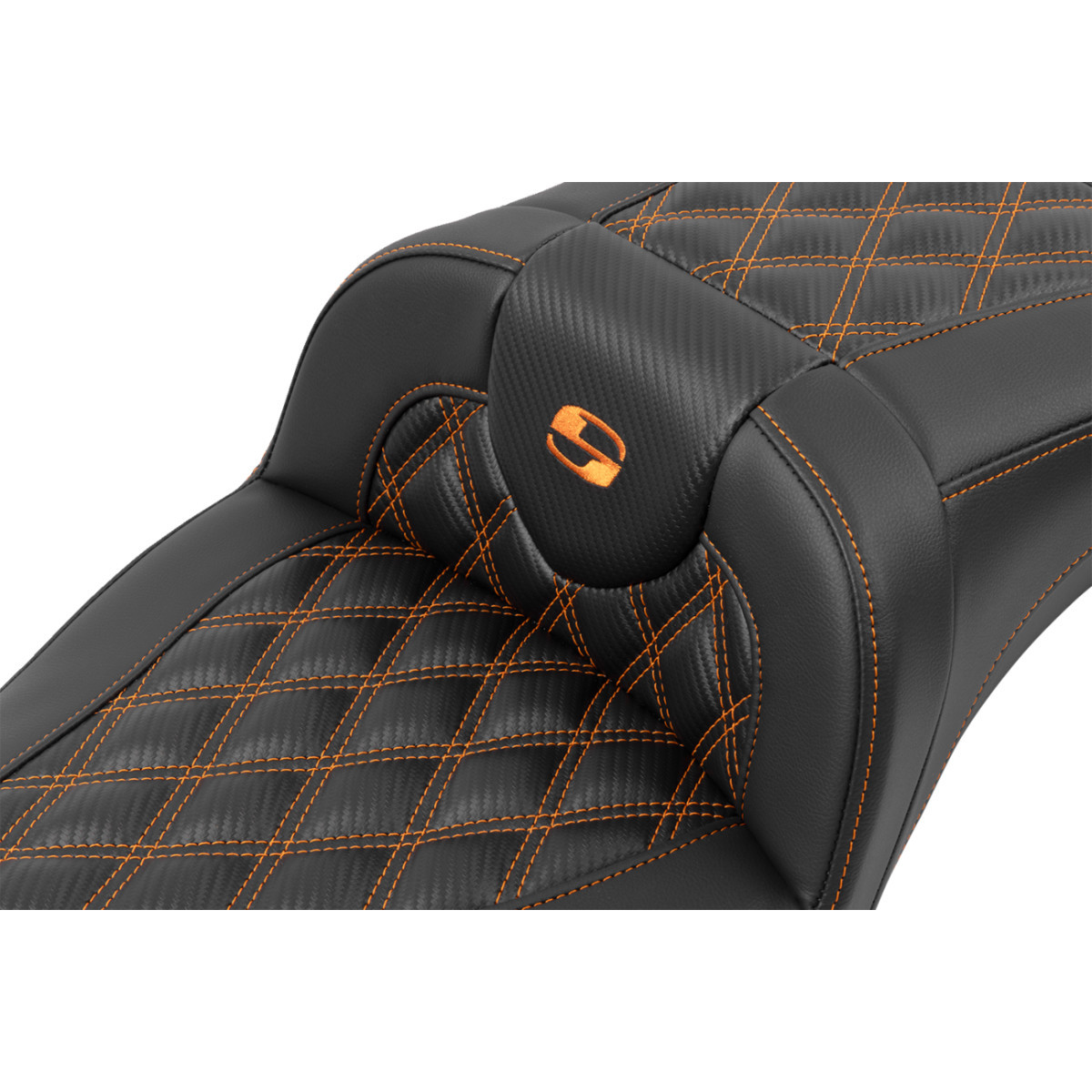 Saddlemen #823-07-20703 - Roadsofa™ Extended Reach Seat - without Backrest - Lattice Stitch - Orange Stitch - FL/FX '23-'24