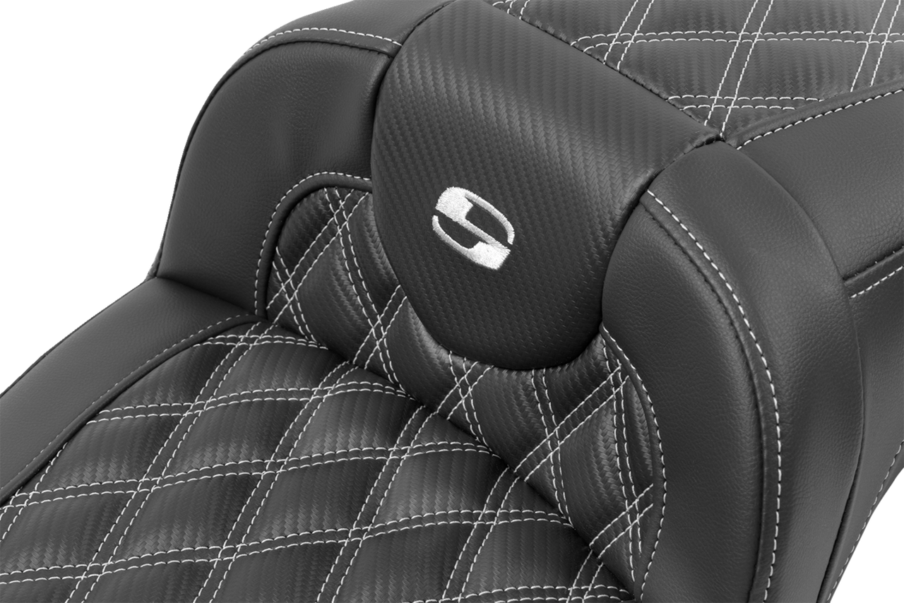 Saddlemen Roadsofa Extended Reach Seat - without Backrest - Lattice Stitch - Silver Stitch - FL/FX '23-'24