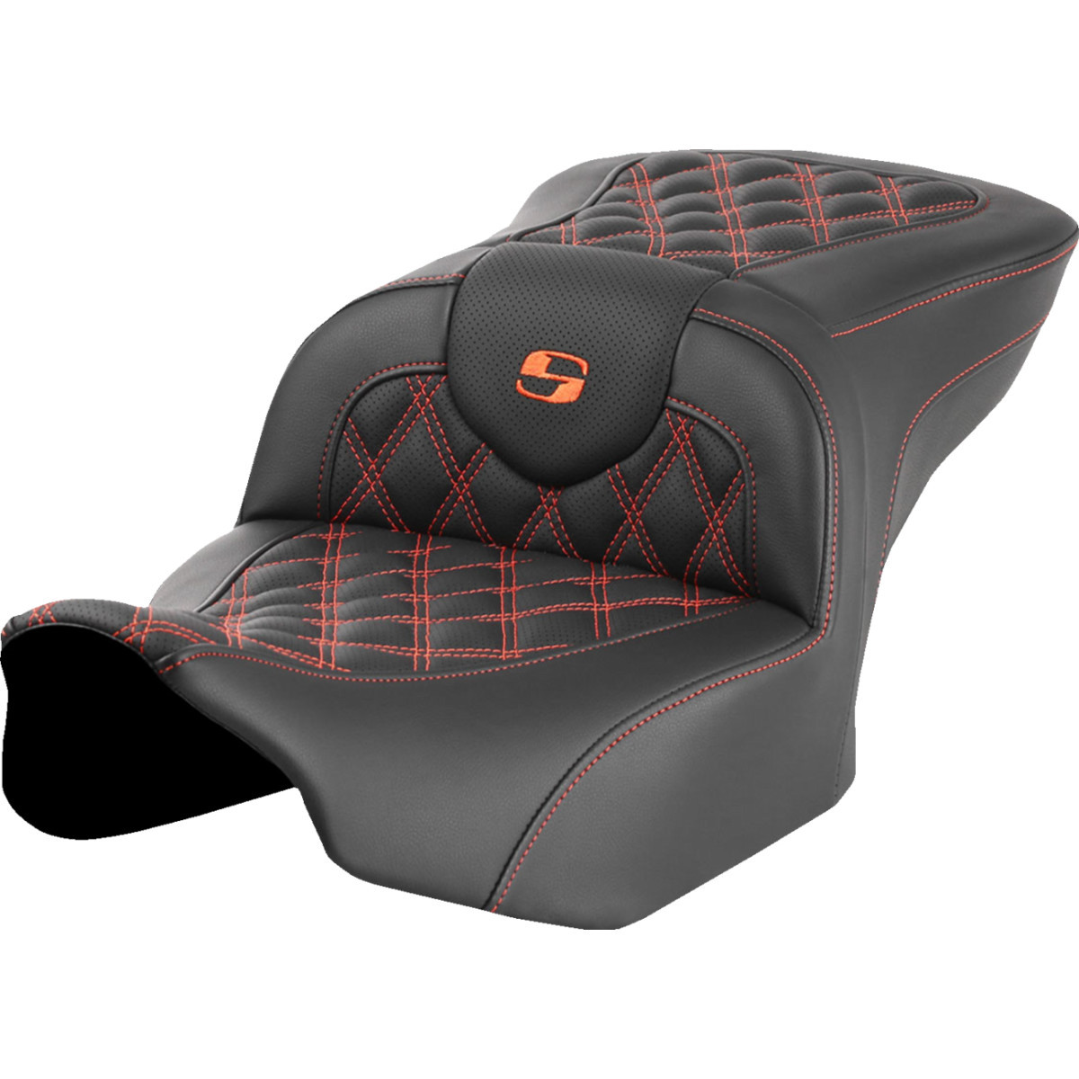 Saddlemen #823-07-18203 - Roadsofa™ Seat - without Backrest - Orange Lattice Stitch - FLTR/FLHX '23-'24