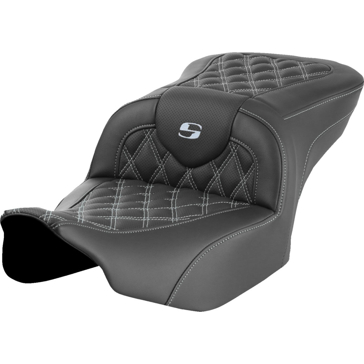 Saddlemen #823-07-18205 - RoadSofa™ Seat - without Backrest - Lattice Stitch - Silver Stitch - FLTR/FLHX '23-'24