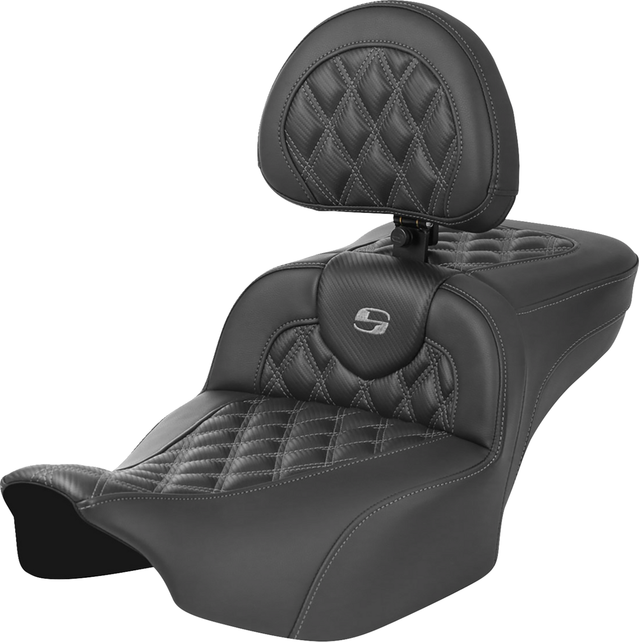 Saddlemen Roadsofa Extended Reach Seat - without Backrest - Lattice Stitch - Gray Stitch - FLTR/FLHX '23-'24
