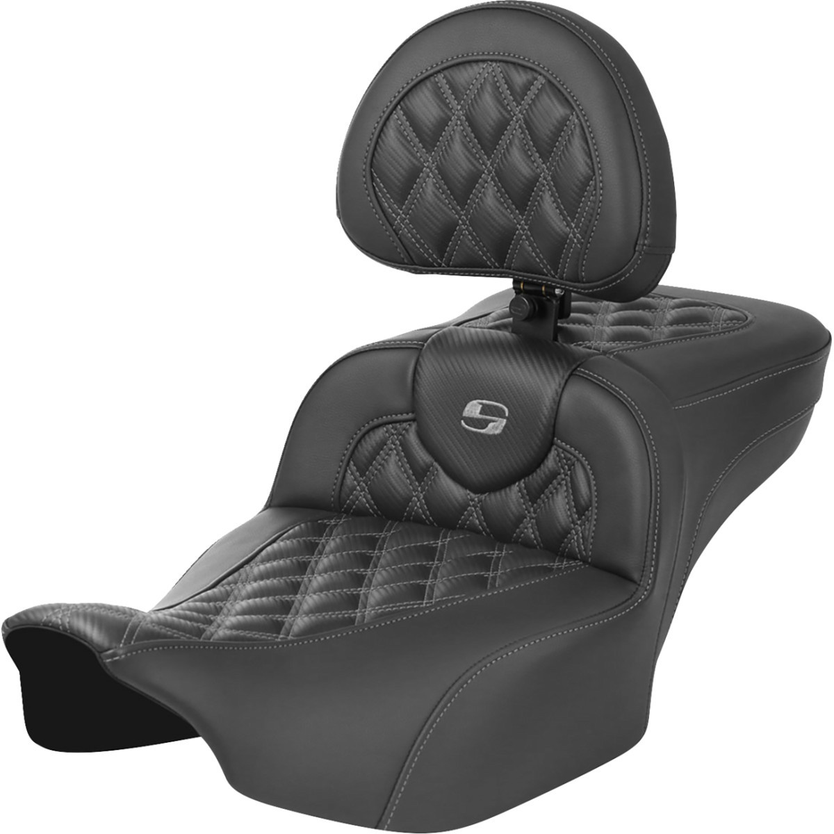 Saddlemen #823-07-207B2 - Roadsofa™ Extended Reach Seat - without Backrest - Lattice Stitch - Gray Stitch - FLTR/FLHX '23-'24