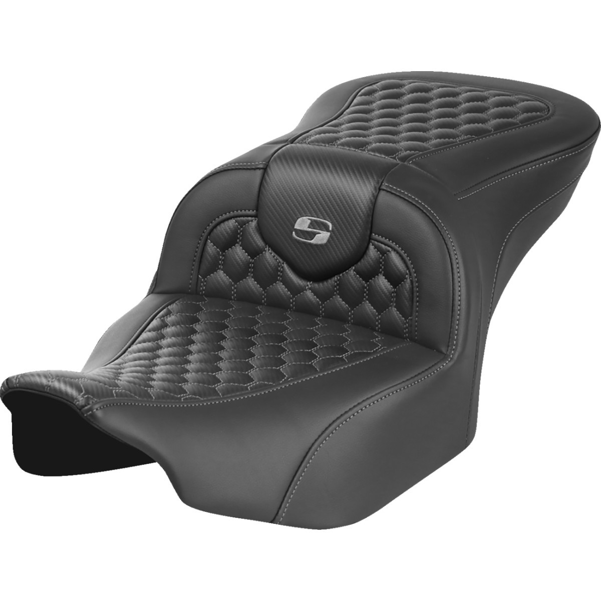 Saddlemen #823-07-18902 - Roadsofa™ Seat - without Backrest - Honeycomb - Gray Stitch - FLTR/FLHX '23-'24