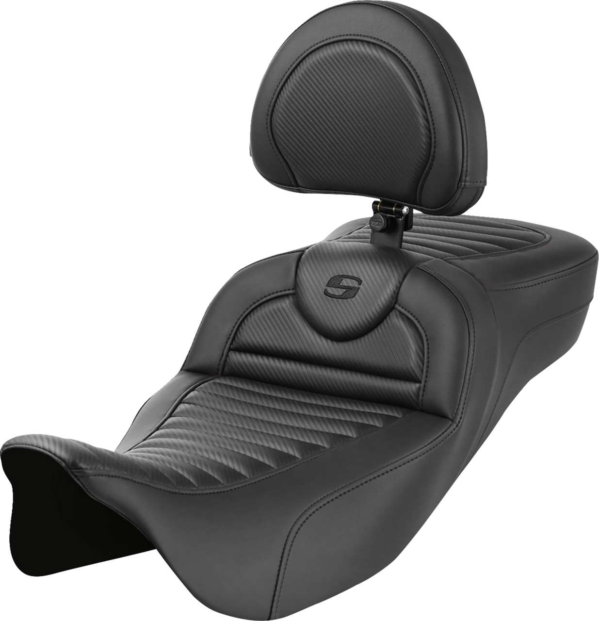 Saddlemen Roadsofa Extended Reach Seat - with Backrest - Tuck-n-Roll - Carbon Fiber