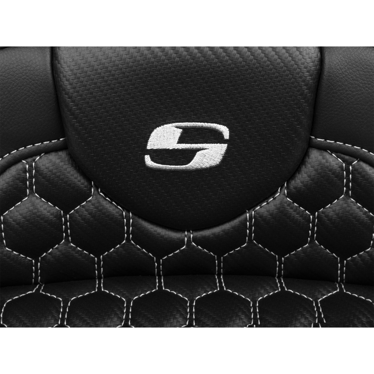 Saddlemen #823-07-190B5 - Roadsofa™ Extended Reach Seat - with Backrest - Honeycomb - Silver Stitch - FLTR/FLHX '23-'24
