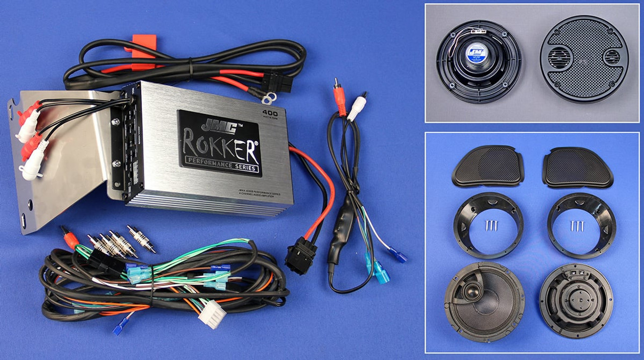JMC ROKKER KIT w/400w 4-Ch Amp & 6.58/5.25 Speakers 2011-2013 Harley RoadGlide Ultra