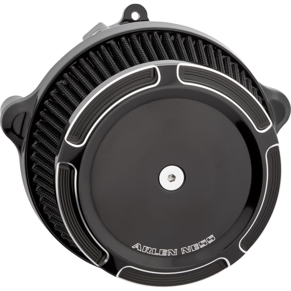 Arlen Ness #600-305 - Big Sucker™ Stage 1 Air Cleaner Kit with Cover - Beveled - Black