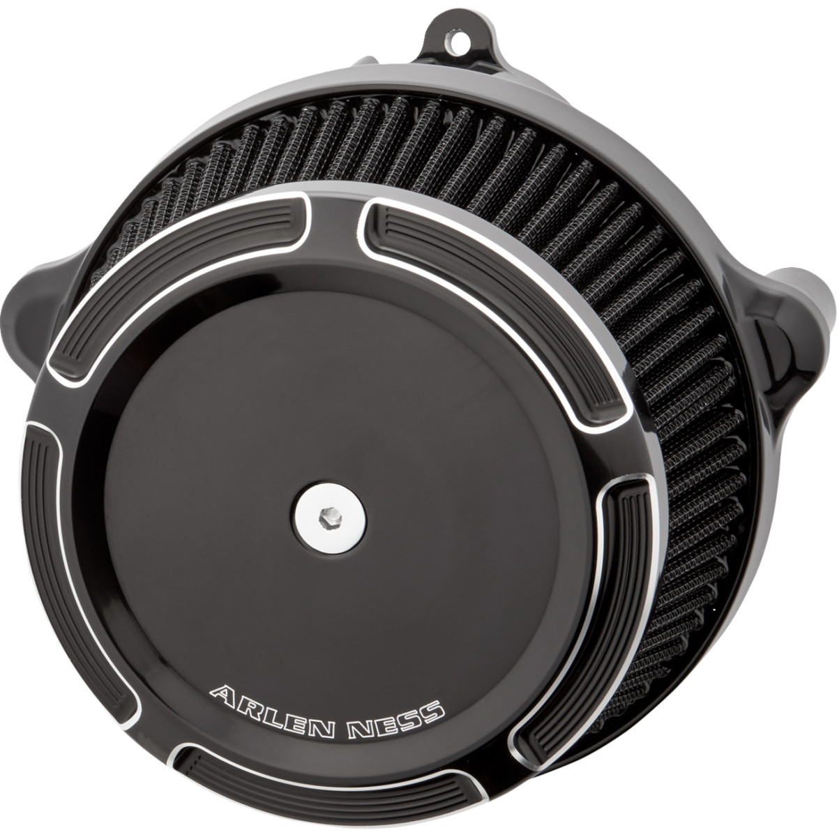 Arlen Ness #600-305 - Big Sucker™ Stage 1 Air Cleaner Kit with Cover - Beveled - Black