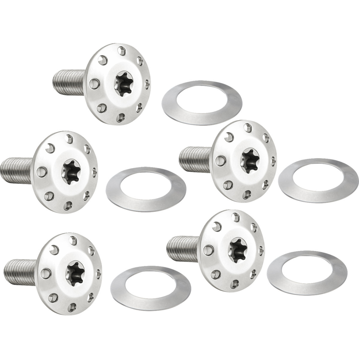 Arlen Ness #300-905 - Bolt Kit - Holeshot/Front/Floating/Brake Rotor - Spoke Mount - Polished - 5 Pack