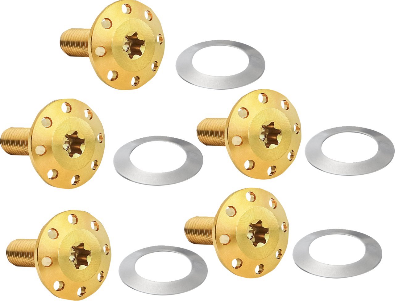 Arlen Ness #300-908 Bolt Kit - Holeshot/Front/Floating/Brake Rotor - Spoke Mount - Gold - 5 Pack