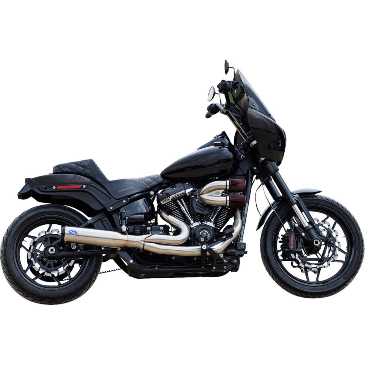 S&S Cycle #550-1105 - 2-into-1 Qualifier Exhaust System - Race Only - Brushed Stainless