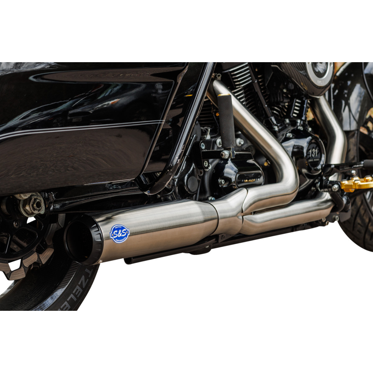 S&S Cycle #550-1107 - 2-into-1 Qualifier Exhaust System - Race Only - Brushed Stainless