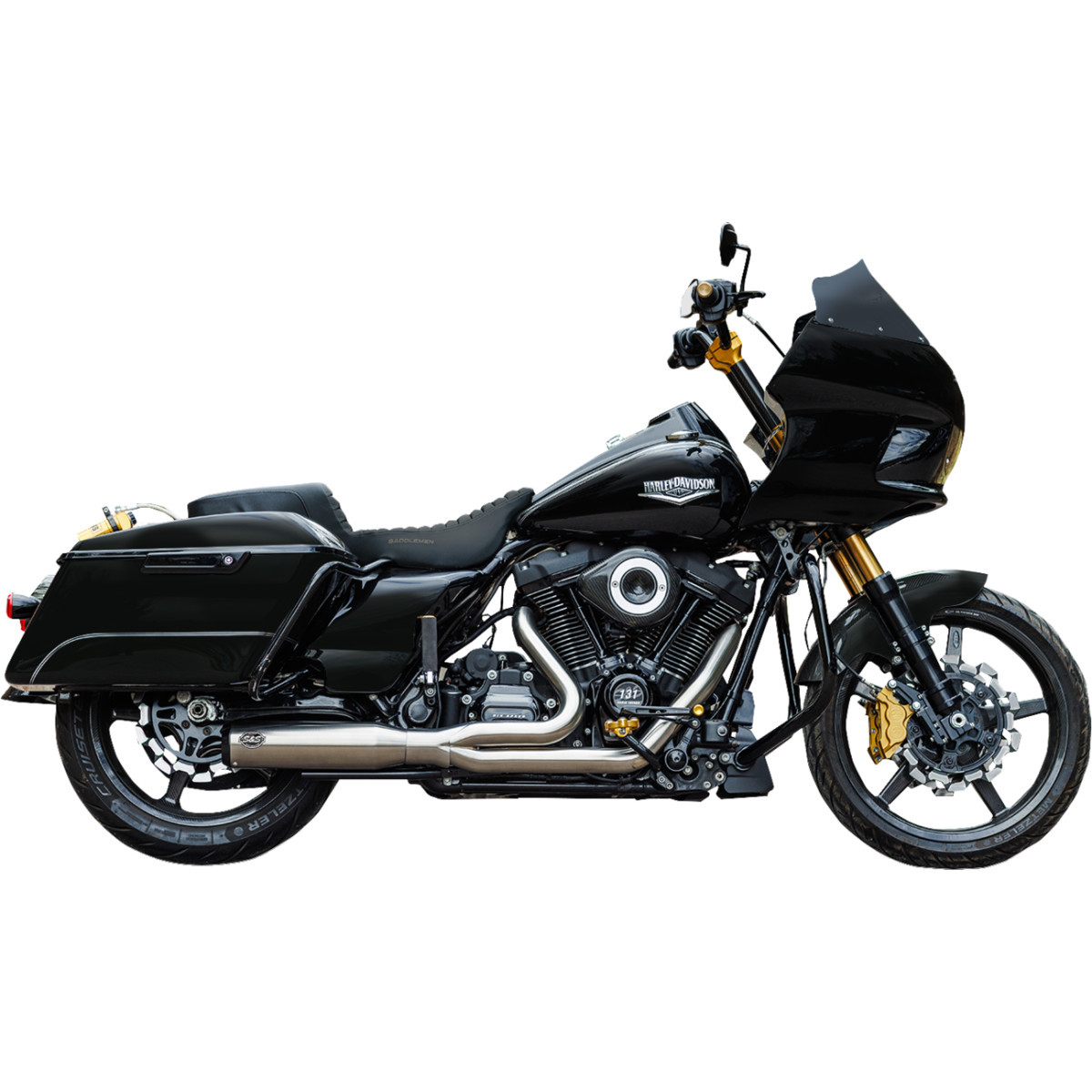 S&S Cycle #550-1108 - 2-into-1 Qualifier Exhaust System - 50-State - Silver