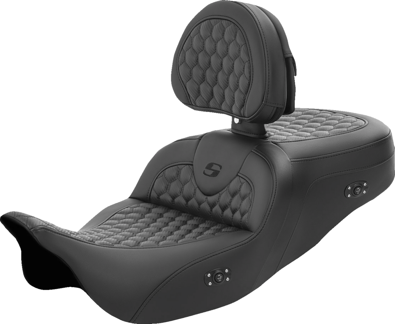 Saddlemen RoadSofa Seat - Honeycomb - with Backrest - Heated - FL '08-'23