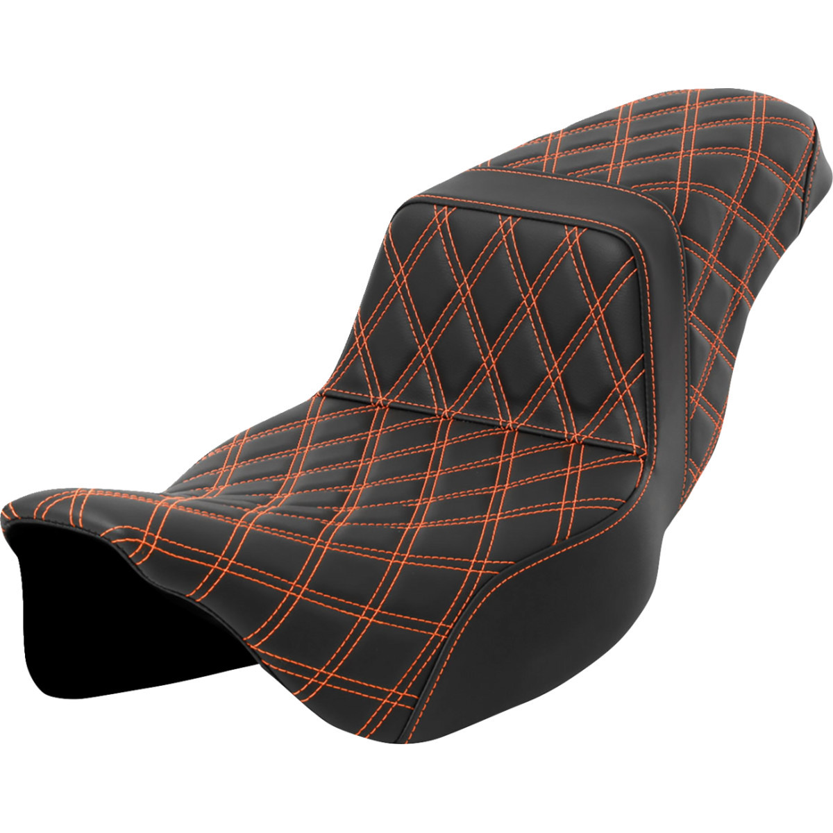 Saddlemen #808-07E-17503 - Step-Up Seat - Lattice Stitch - Orange Stitch - Extended Reach - FLH/FLT '08-'23