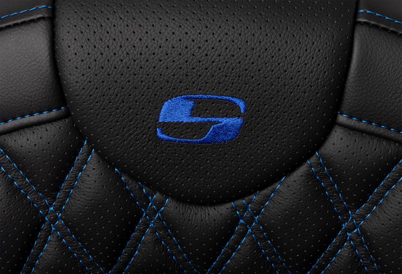 Saddlemen Roadsofa Seat - with Backrest - Blue Stitch - FL '08-'23