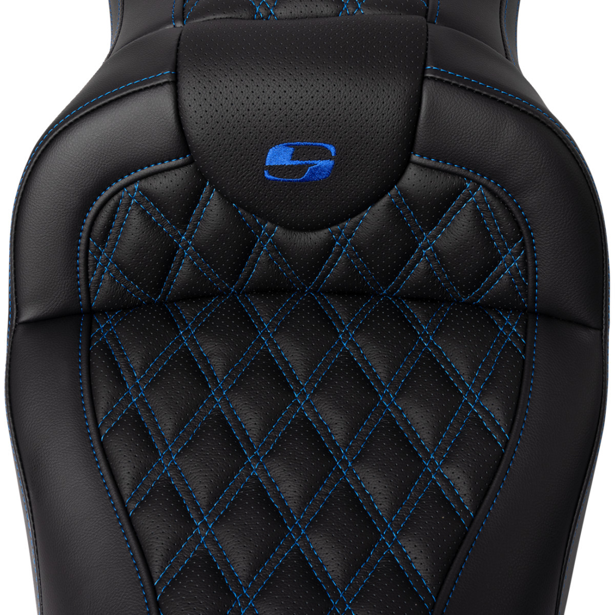 Saddlemen #808-07B-182B1 - Roadsofa™ Seat - with Backrest - Blue Stitch - FL '08-'23