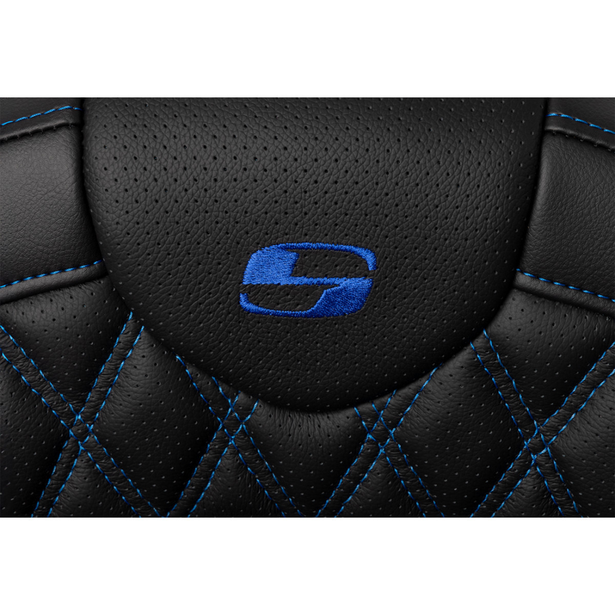 Saddlemen #808-07B-182B1 - Roadsofa™ Seat - with Backrest - Blue Stitch - FL '08-'23