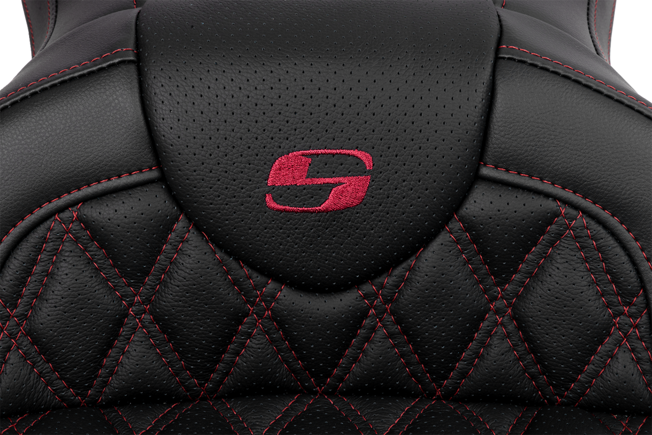 Saddlemen Roadsofa Seat - with Backrest - Wine Berry Stitch - FL '08-'23