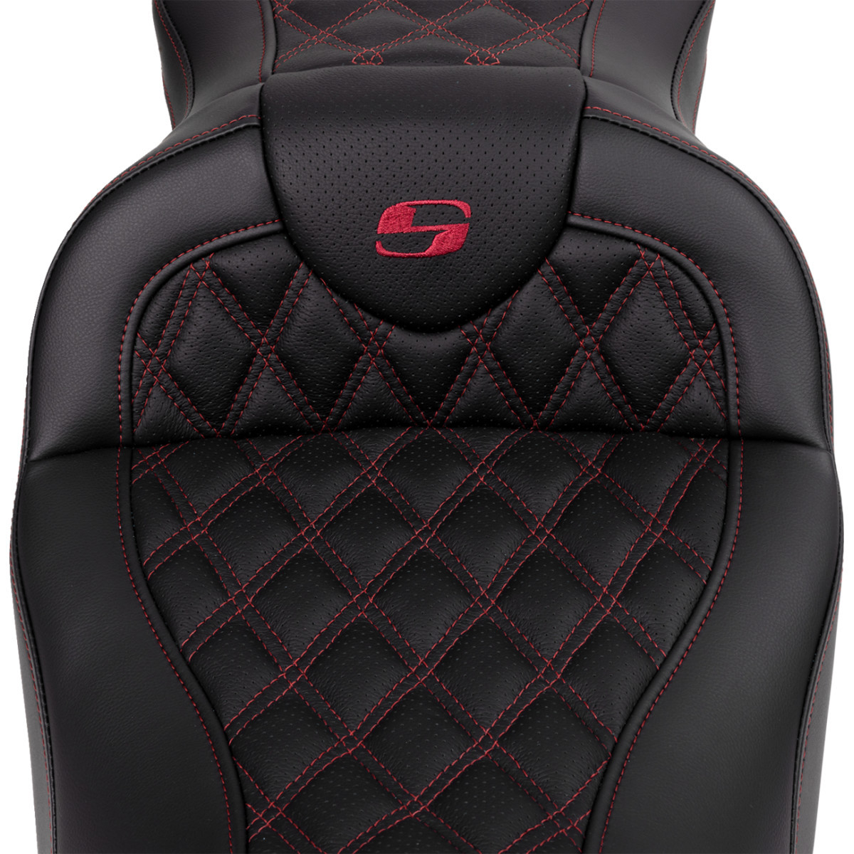 Saddlemen #808-07B-182B8 - Roadsofa™ Seat - with Backrest - Wine Berry Stitch - FL '08-'23