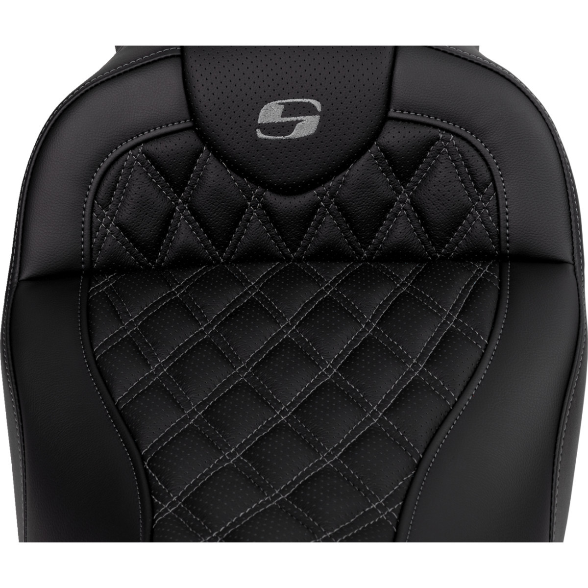 Saddlemen #808-07B-182B2 - Roadsofa™ Seat - with Backrest - Dark Gray Stitch - FL '08-'23