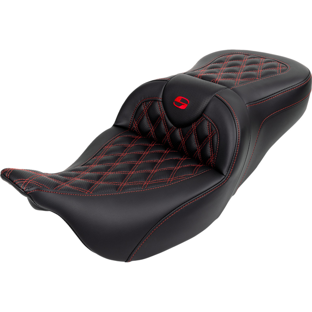 Saddlemen #808-07B-182B4 - Roadsofa™ Seat - with Backrest - Red Stitch - FL '08-'23