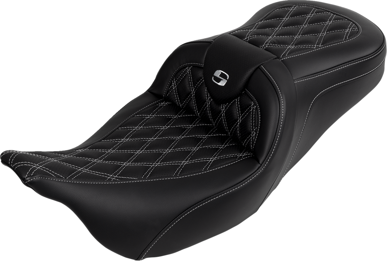 Saddlemen Roadsofa Seat - with Backrest - Silver Stitch - FL '08-'23