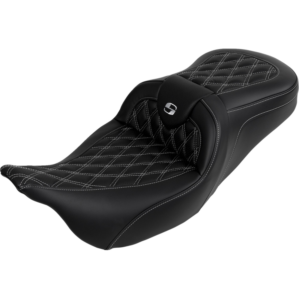 Saddlemen #808-07B-182B5 - Roadsofa™ Seat - with Backrest - Silver Stitch - FL '08-'23