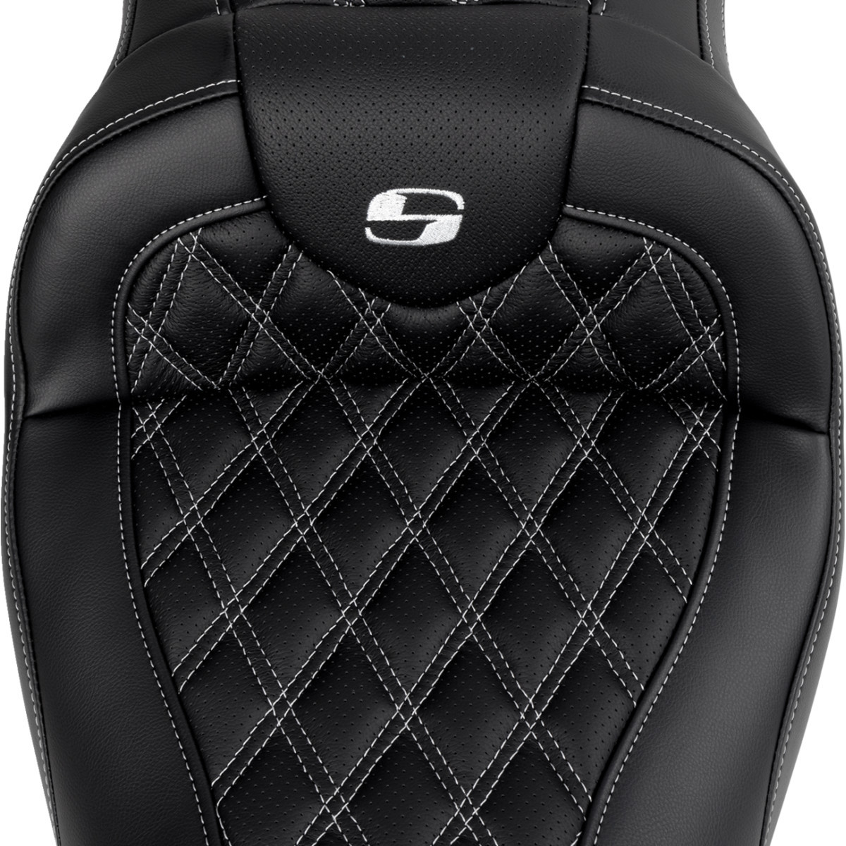 Saddlemen #808-07B-182B5 - Roadsofa™ Seat - with Backrest - Silver Stitch - FL '08-'23