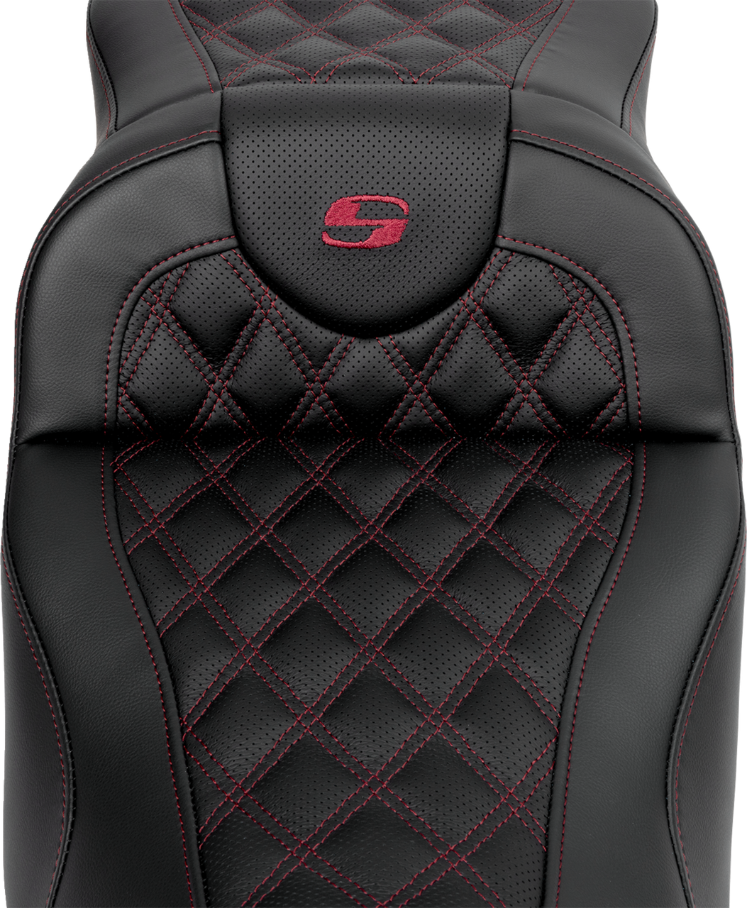 Saddlemen Roadsofa Extended Reach Seat - Lattice Stitch - Wine Berry Stitch - with Backrest - FL '08-'24