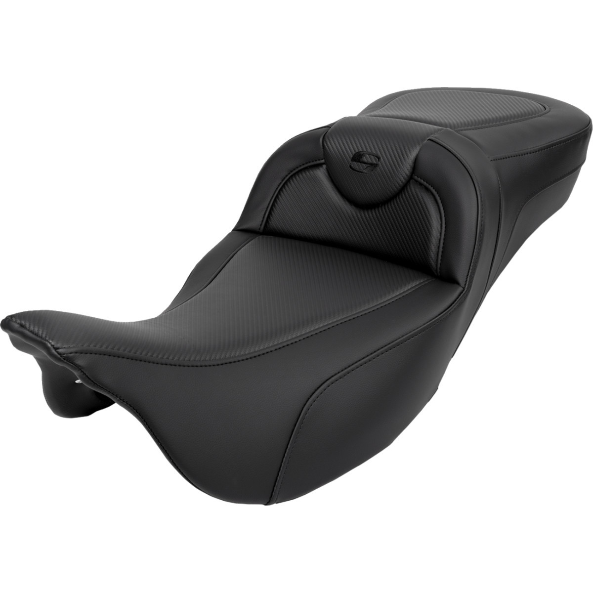 Saddlemen #808-07B-18600 - Roadsofa™ Extended Reach Seat - Carbon Fiber - Black Stitch - without Backrest - FL '08-'24