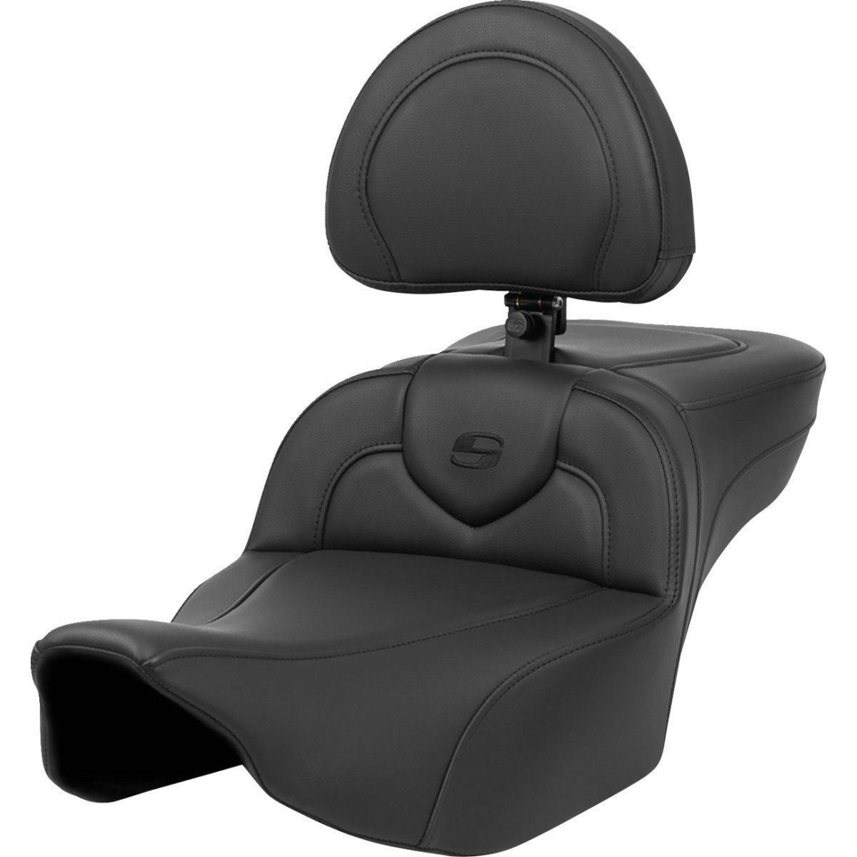 Saddlemen #823-07-188BR - Roadsofa™ Extended Reach Seat - Black Stitch - with Backrest - FL '23-'24