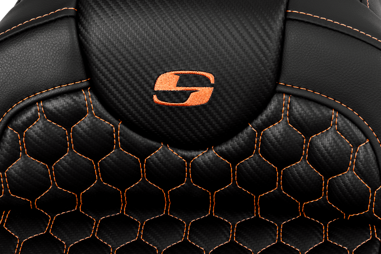 Saddlemen RoadSofa Seat - Honeycomb - Orange Stitch - without Backrest - FLH/FLT '08-'23