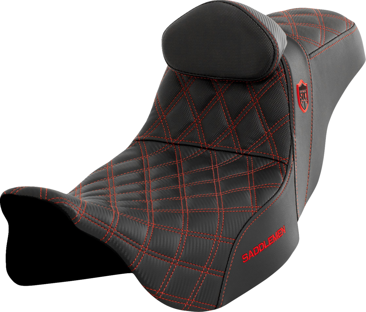 Saddlemen Pro Series SDC Performance Seat - w/ Backrest - Red Stitch - FLH/FLT '08-'23