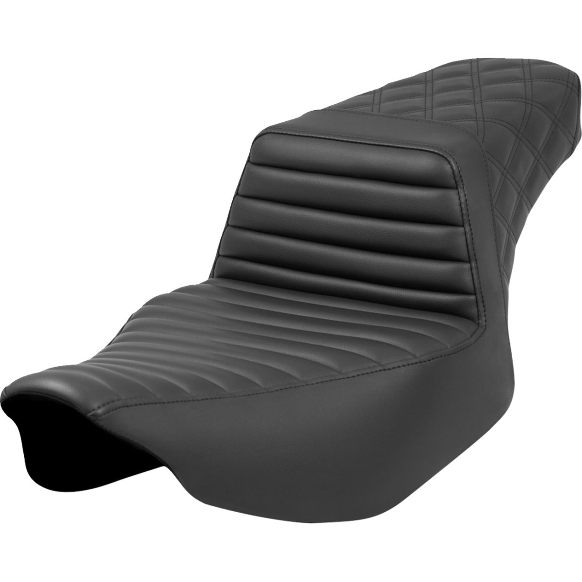 Saddlemen #823-07-176 - Step-Up Seat - Front Tuck-n'-Roll/Rear Lattice Stitch - Black - FL '23-'24