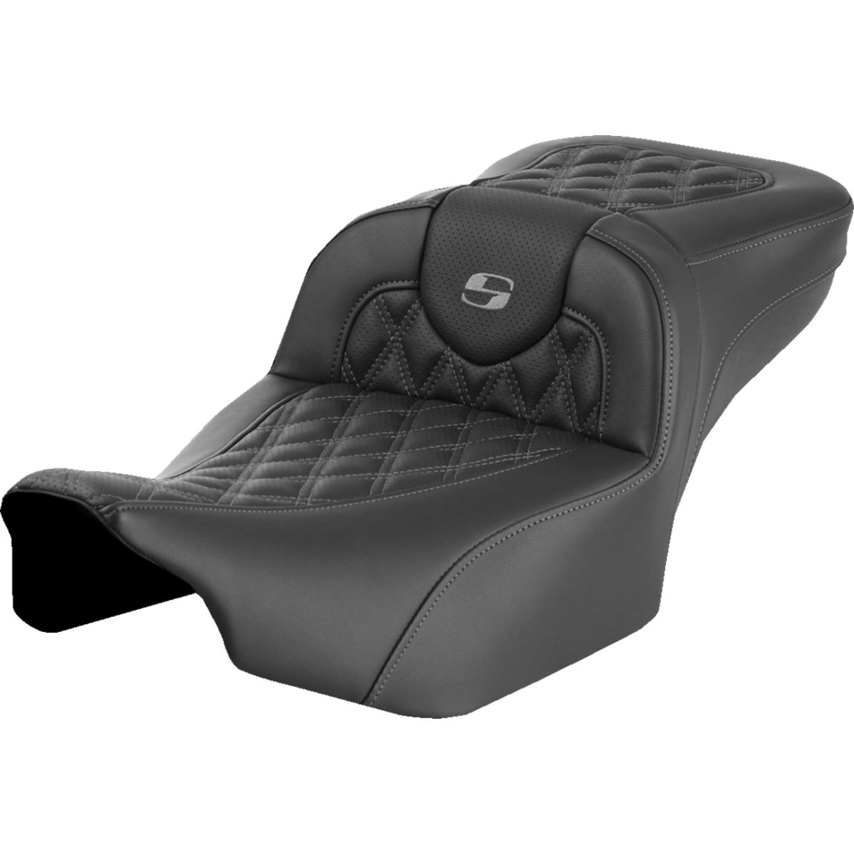 Saddlemen #823-07-18402 - Roadsofa™ Extended Reach Seat - without Backrest - Lattice Stitch - Gray Stitch - FLTR/FLHX '23-'24