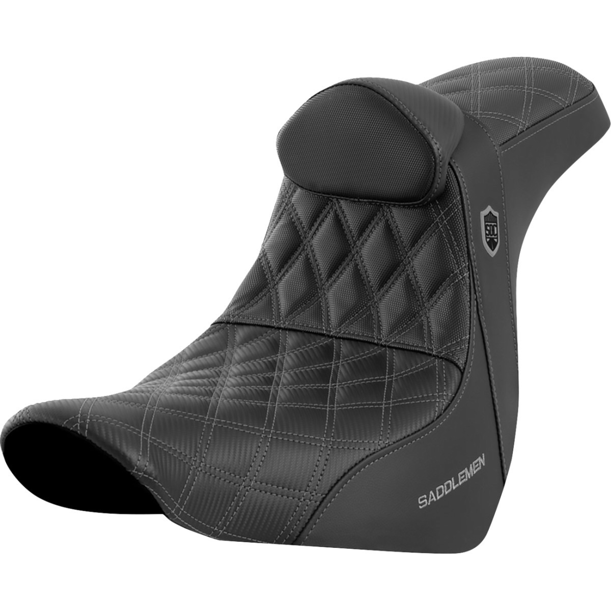 Saddlemen #SC81829GRERT - Pro Series SDC Performance Seat - w/ Backrest - Gray Stitch - FL/FX '18-'23