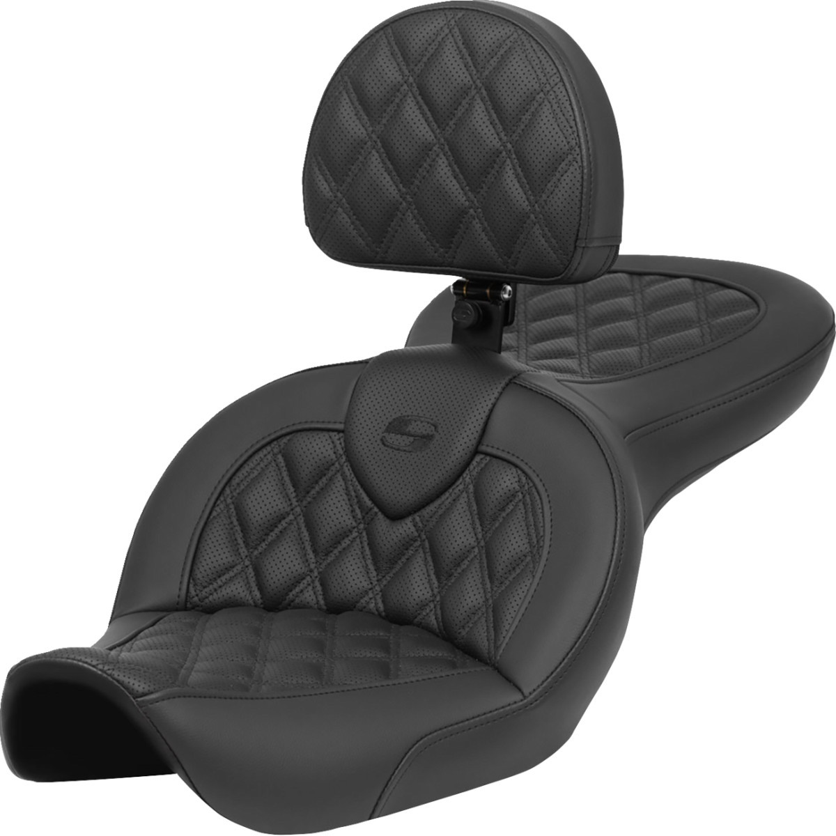 Saddlemen #896-05-182BR - Roadsofa™ Seat - with Backrest - Lattice Stitch - FXDWG '96-'23