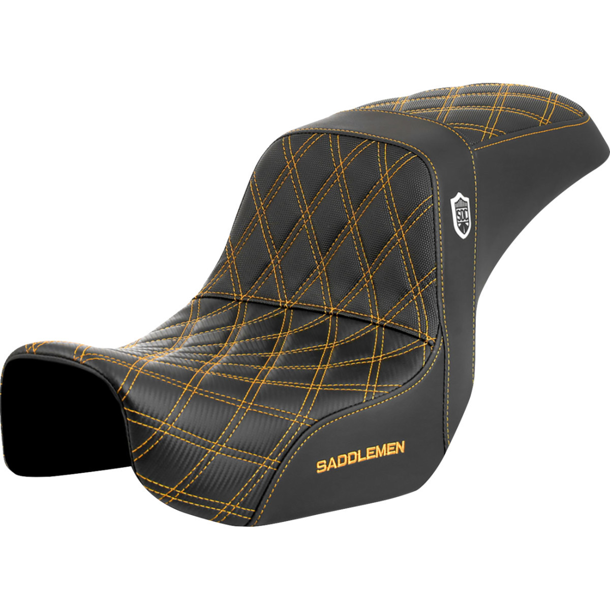 Saddlemen #SC80604GOL - Pro Series SDC Performance Seat - Carbon Fiber/Lumbar Gripper - Gold Stitch - Dyna '06-'17
