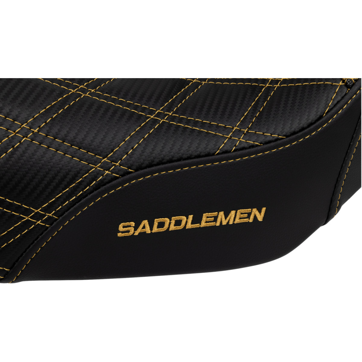 Saddlemen #SC80604GOL - Pro Series SDC Performance Seat - Carbon Fiber/Lumbar Gripper - Gold Stitch - Dyna '06-'17