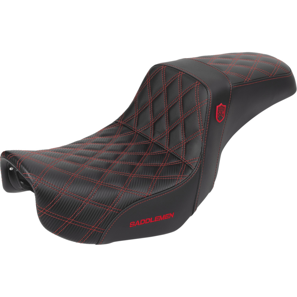 Saddlemen #SC80604RED - Pro Series SDC Performance Seat - Carbon Fiber/Lumbar Gripper - Red Stitch - Dyna '06-'17