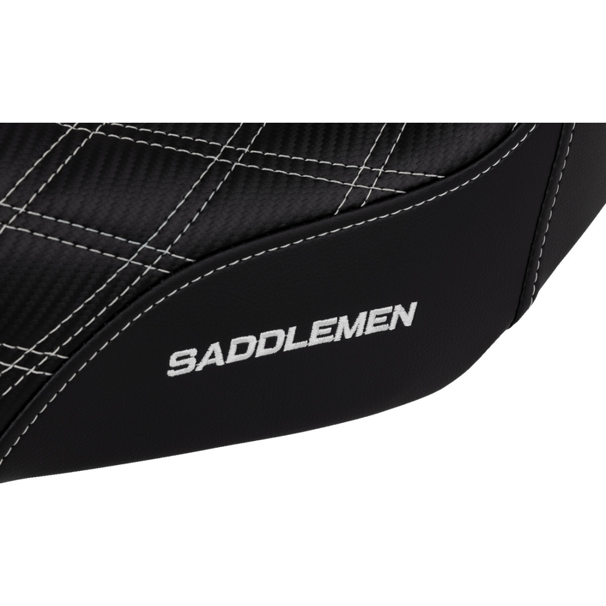 Saddlemen #SC80604WHI - Pro Series SDC Performance Seat - Carbon Fiber/Lumbar Gripper - White Stitch - Dyna '06-'17