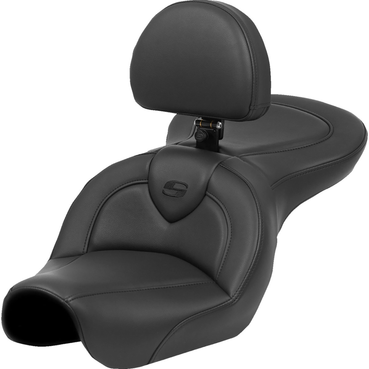 Saddlemen #804-04-187BR - Roadsofa™ Seat - Black Stitch - with Backrest - FXD '04-'05