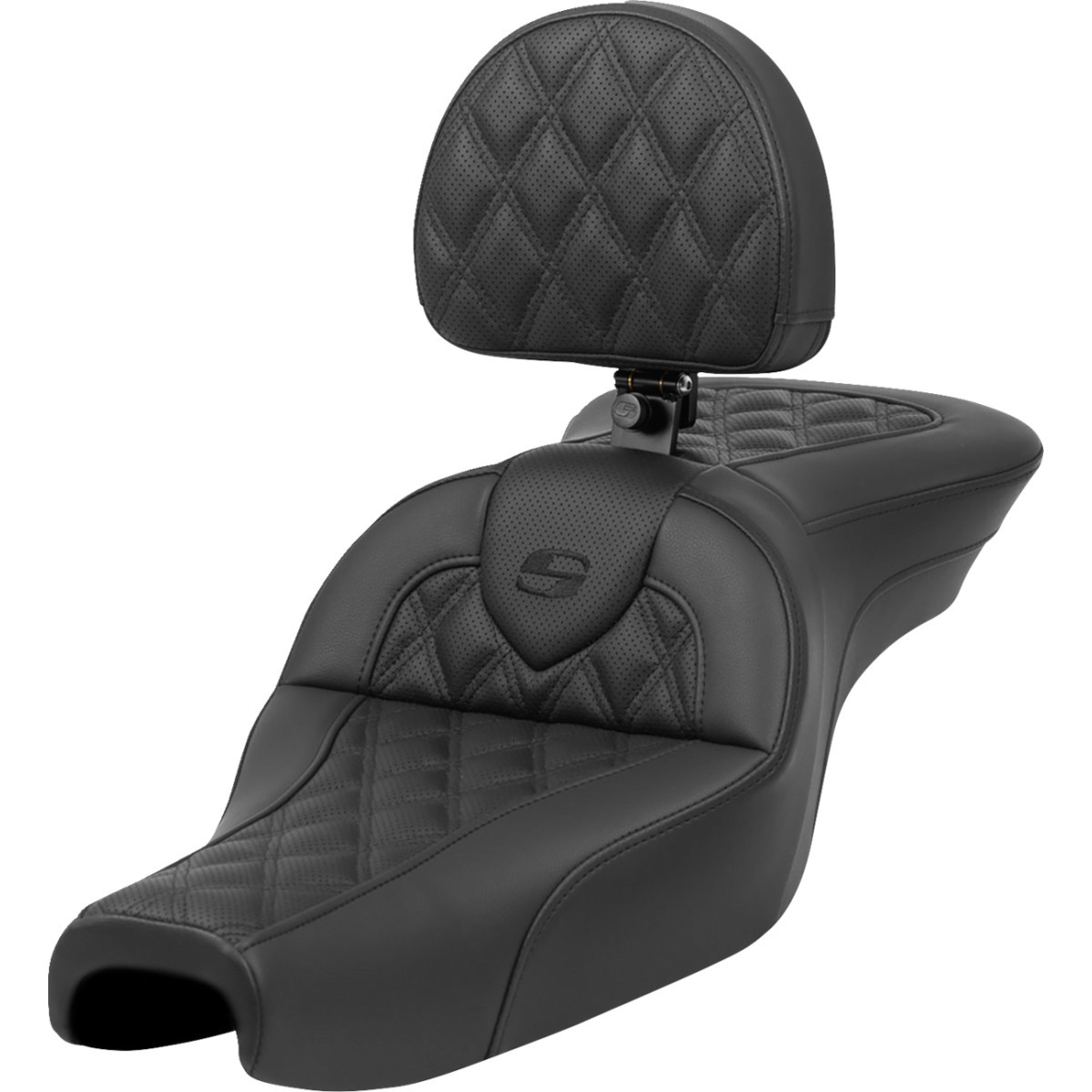 Saddlemen #807-11-182BR - Roadsofa™ Seat - with Backrest - Lattice Stitch - XL '04-'22